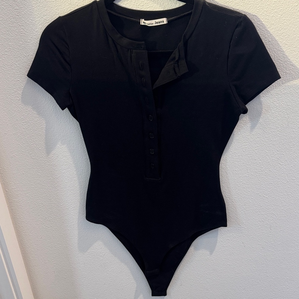 Reformation Black short sleeve Bodysuit